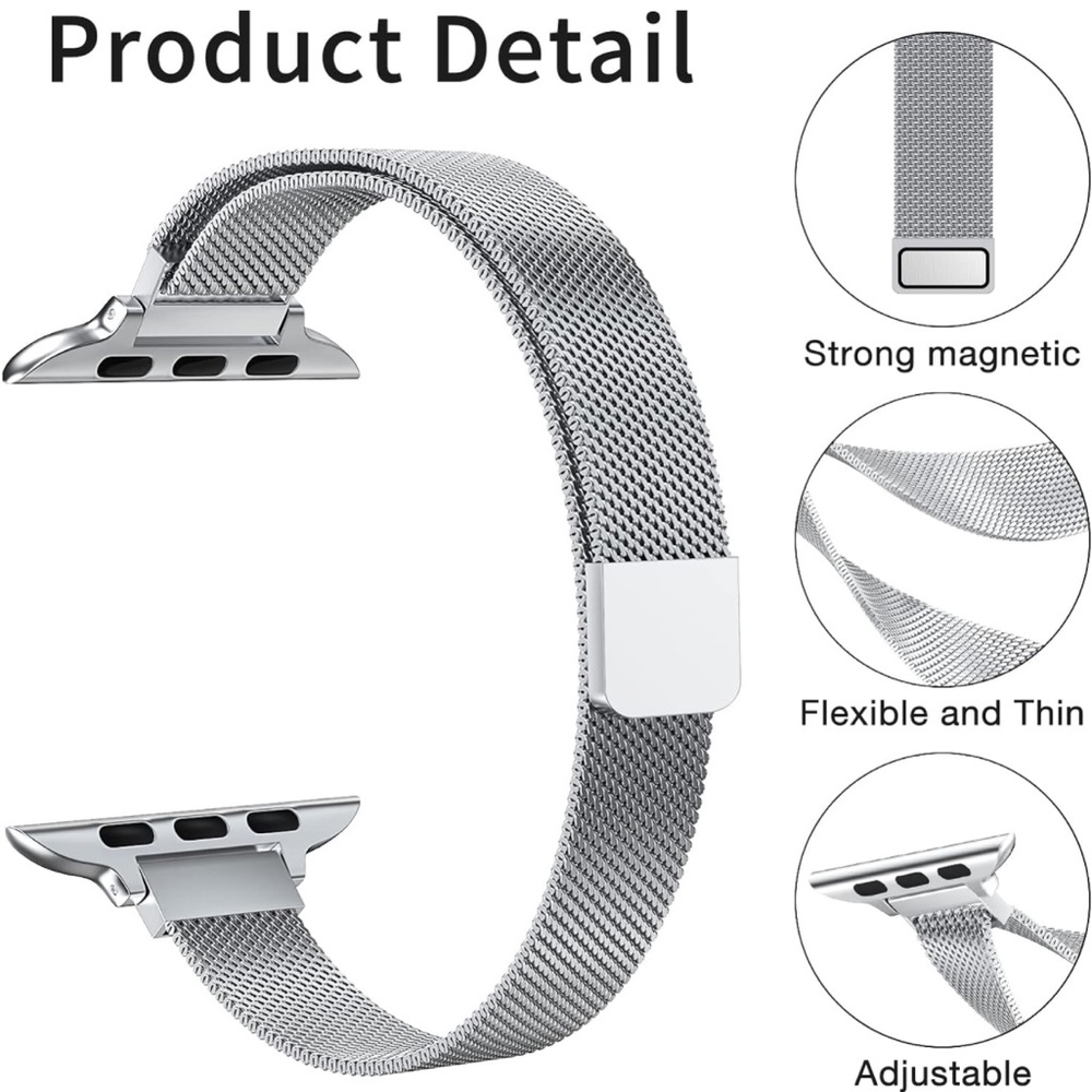 Stainless Steel Slim & Thin Mesh Magnetic Clasp Strap